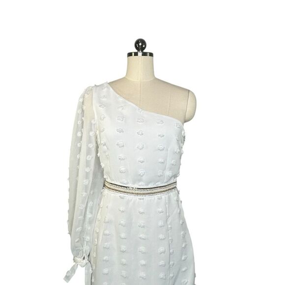 Runaway the Label White Alira One Shoulder Long Sleeve mini Dress | S - Picture 4 of 8